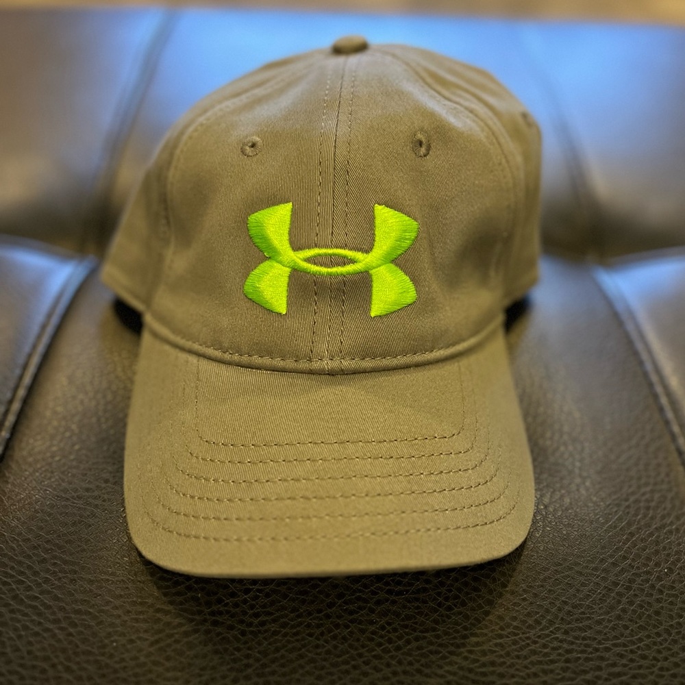 UA grey cap with neon green logo